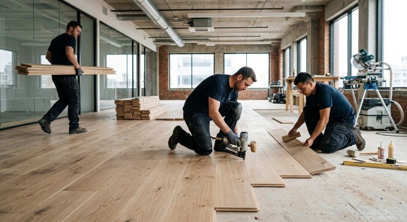 Our team working on Wood Floor Service projects in Peabody, MA