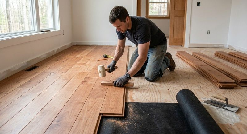 Cherry Floor Installation in Middleton, MA