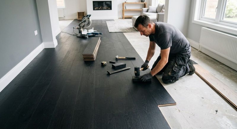 Dark Wood Floor Installation in Peabody, MA