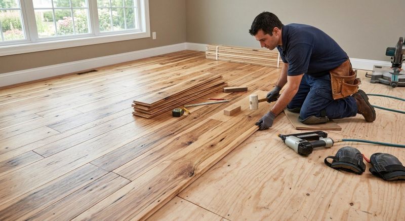 Hickory Floor Installation in Peabody, MA