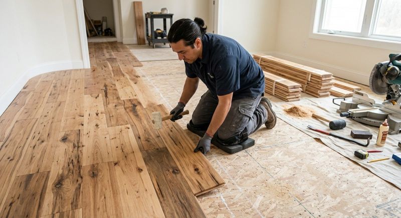 Hickory Floor Installation in Peabody, MA