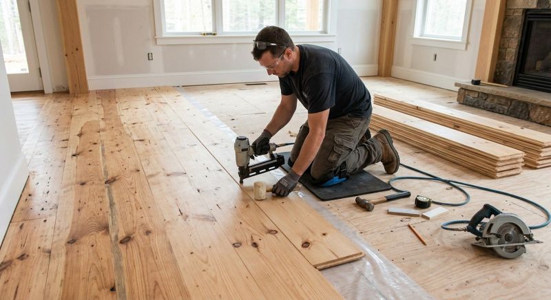 Pine Floor Installation in Peabody, MA